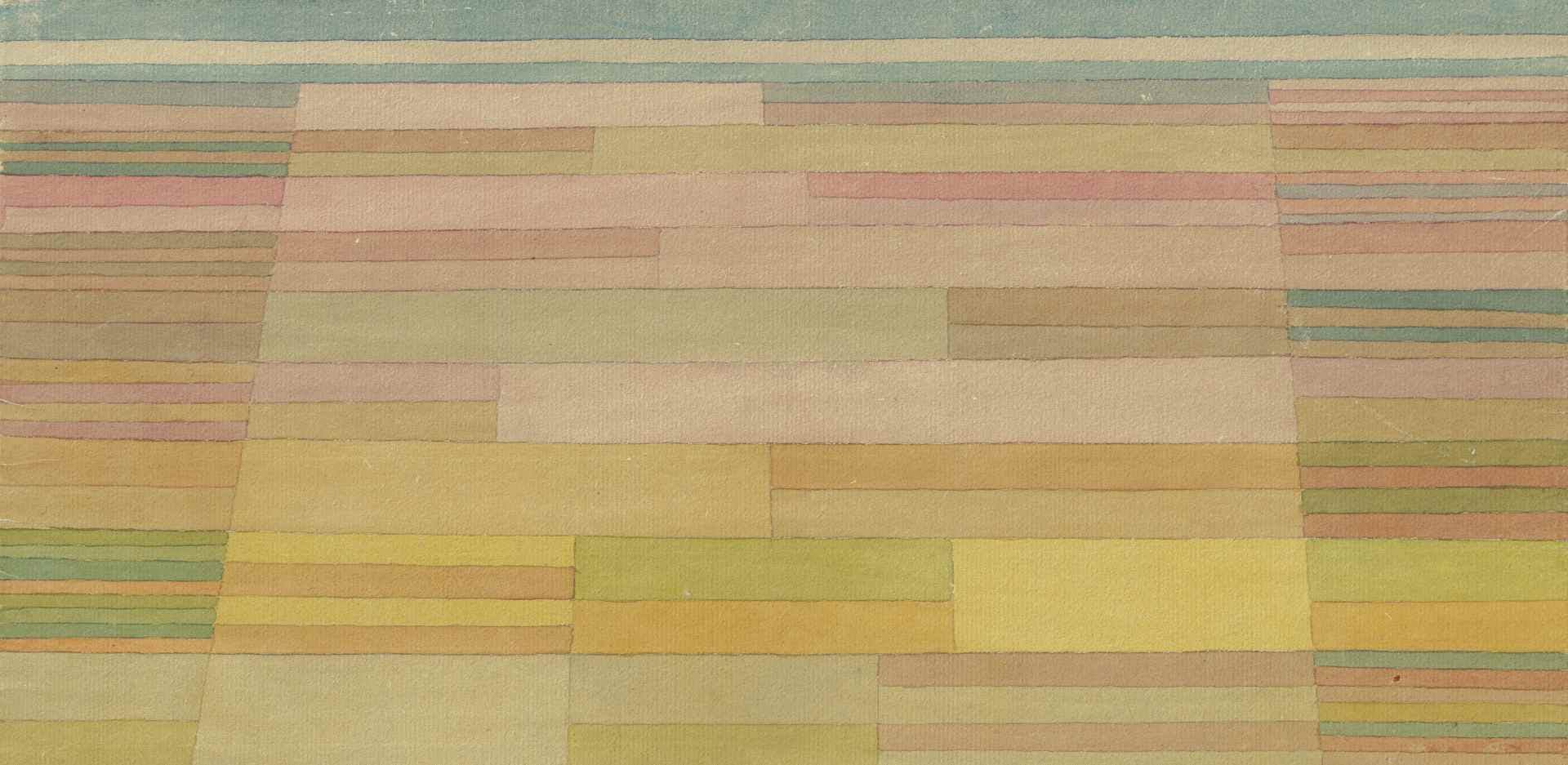 A painting by Paul Klee, titled "Vermessene Felder (Surveyed Fields)," dated 1929.